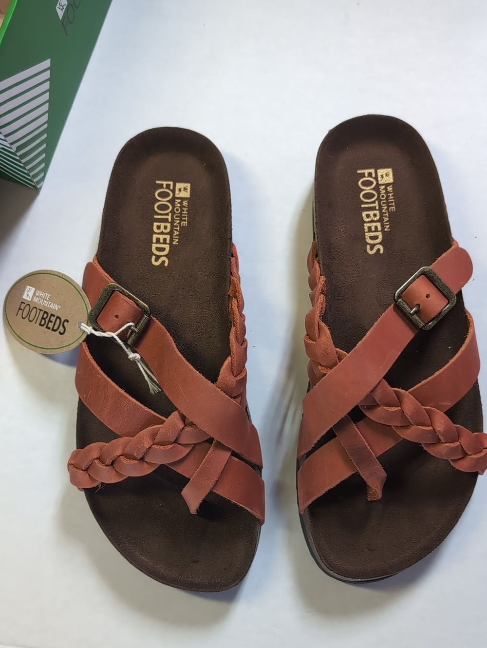 White Mountain Harrington Footbed Leather Sandals Orange Women's US 8 New - Picture 2 of 6